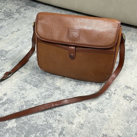 Vintage Burberry Burberrys Brown Pebbled Leather Crossbody Bag Nova Lined - Picture 1 of 17